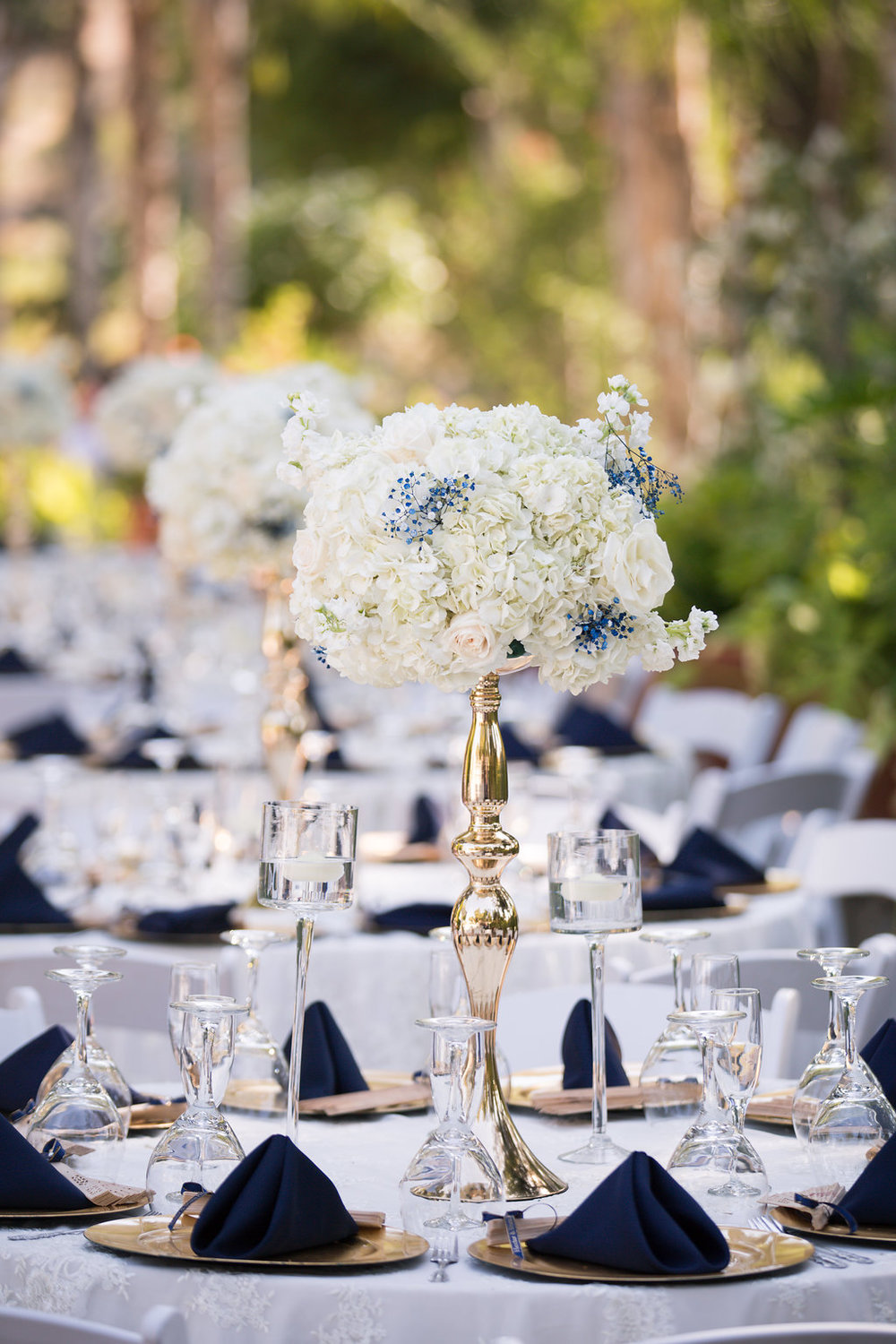 Navy Blue and Gold Wedding Place Setting - A Blue + Gold Rancho El Toro Courtyard Wedding - Oana Foto