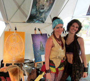 Photograph from Rainbow Serpent 2013 with my cosmic siStar, Melissa Shemanna, who will be presenting her work along with managing the Evolve Gallery!