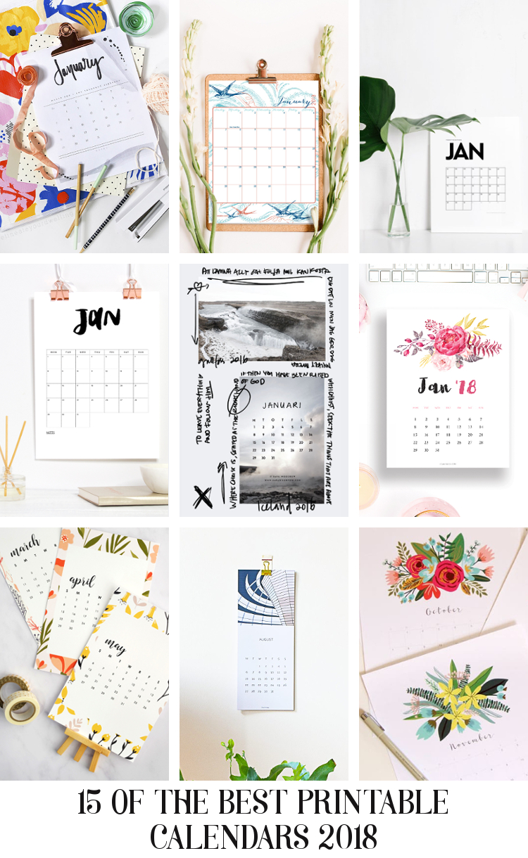 15 OF THE BEST PRINTABLE CALENDARS 2018.