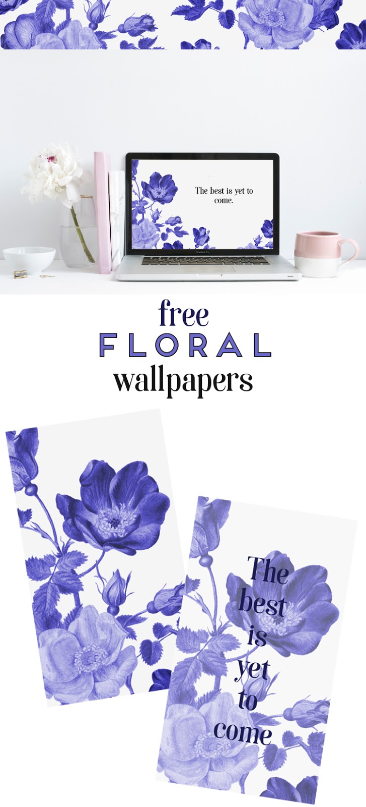 FREE INKY BLUE FLORAL WALLPAPERS.