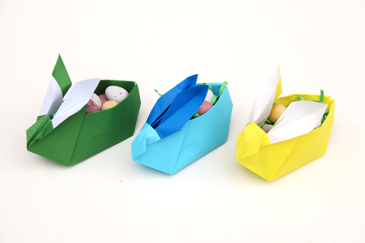 ORIGAMI EASTER BUNNY BASKETS.