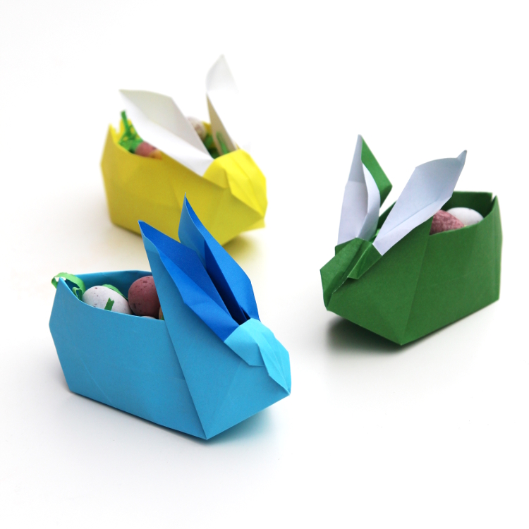 ORIGAMI EASTER BUNNY BASKETS.