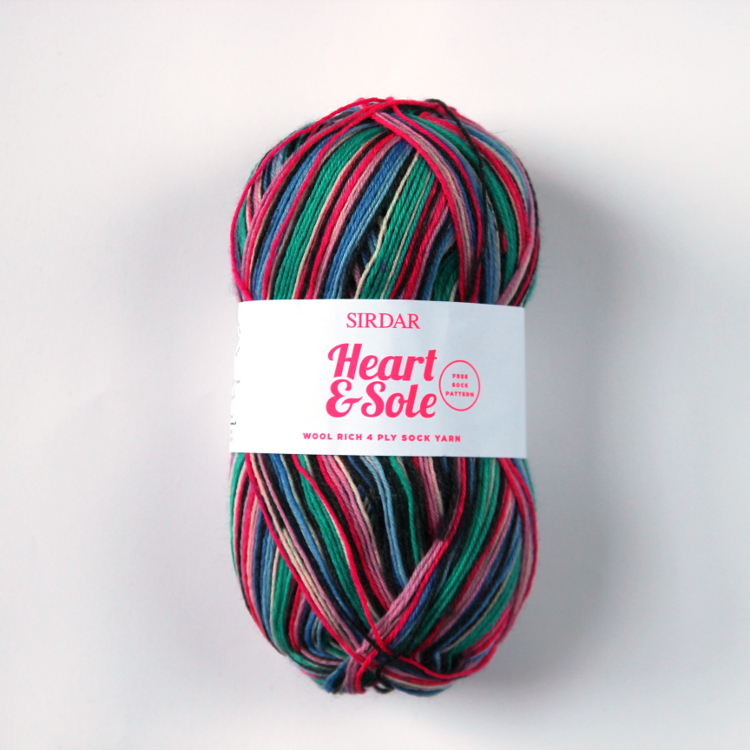 Sidar Heart & Sole 4 ply sock yarn in Twist and Shout. 