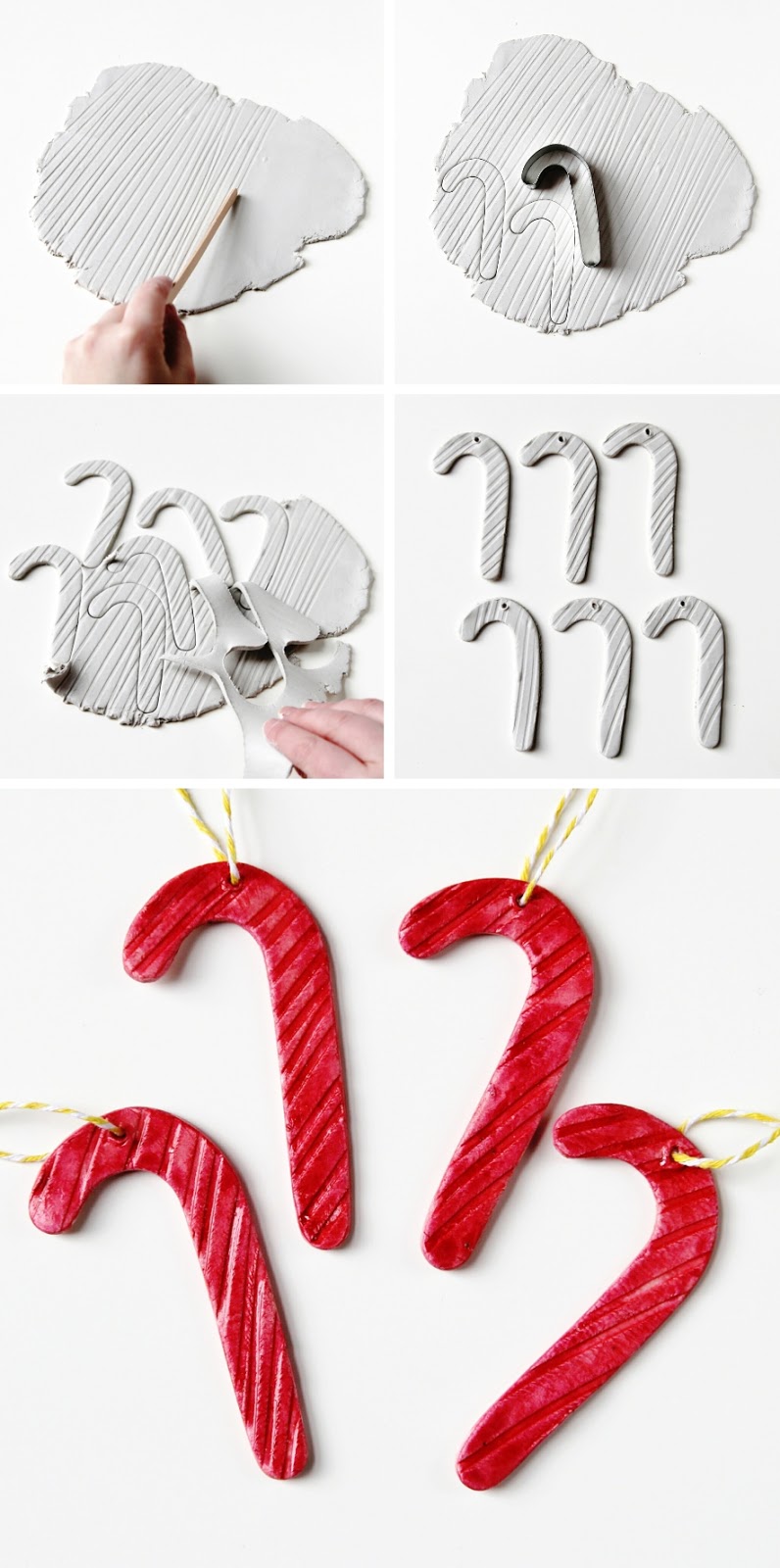 Diy Watercolour Clay Christmas Candy Cane Decorations