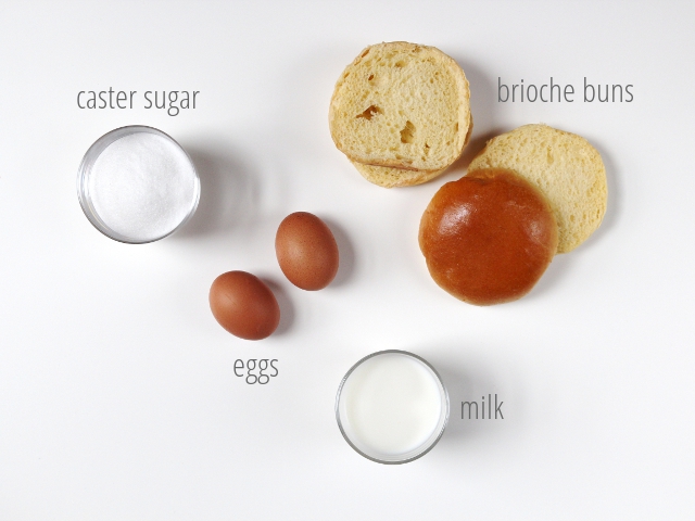 Ingredients for Sugar Dipped French Toast Doughnuts
