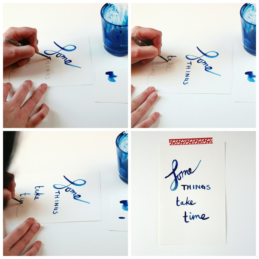 Creating hand drawn watercolour lettering
