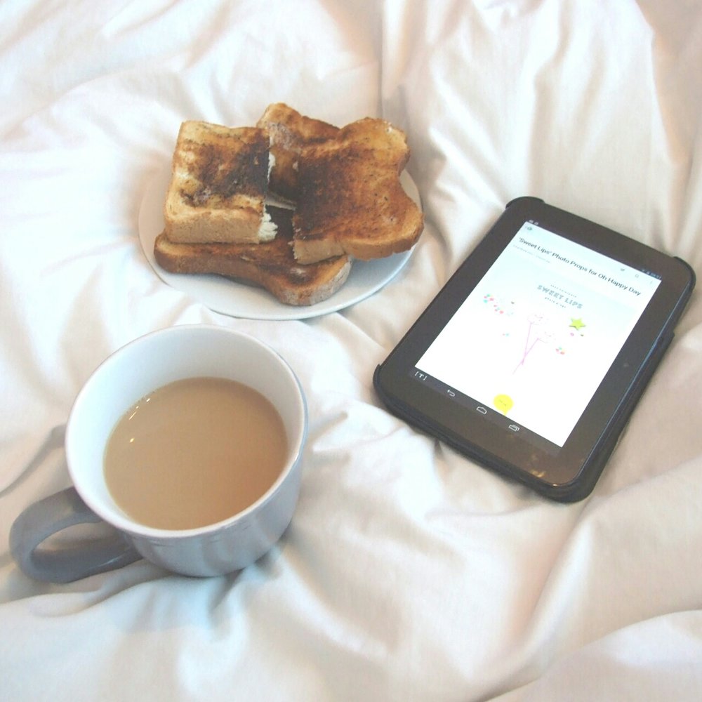 Tea, toast and catching up on some blog reading.