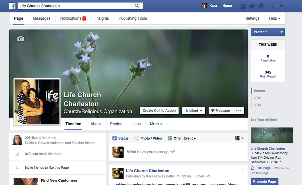 how to create facebook page for church