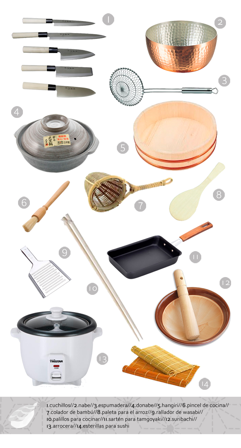 utensilios básicos en la cocina japonesa
