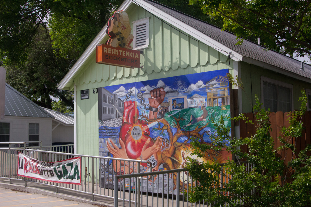 The mural on the front of Resistencia's building was made by an art program at a youth detention center.