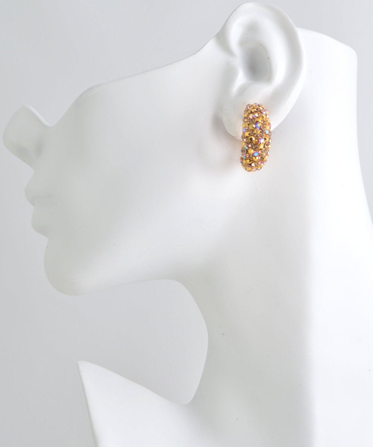 Jose & Maria Barrera-Gold beige clip pave hoop earring