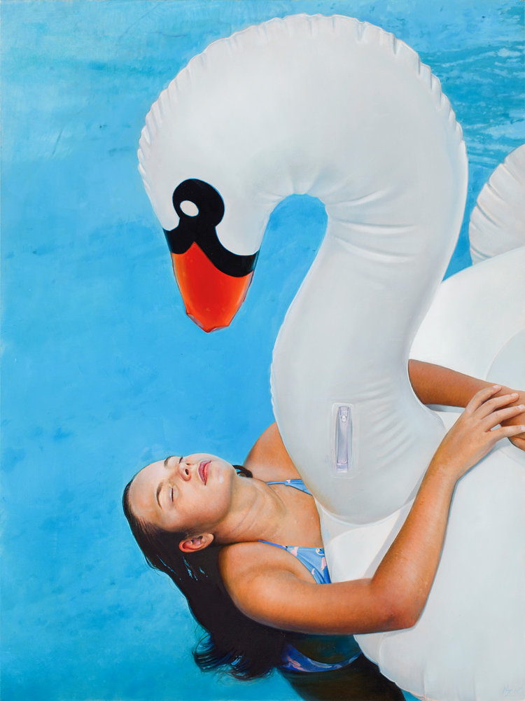  Michael Zavros Phoebe is 11/Swan, 2017 oil on board, 40 x 30.5 cm 