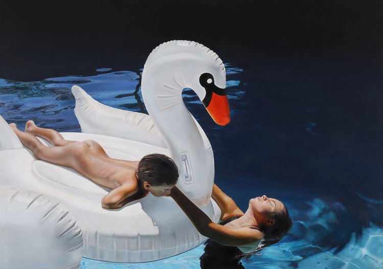  Michael Zavros,  Zeus/Zavros , 2018, oil on board, 105 x 150 cm 