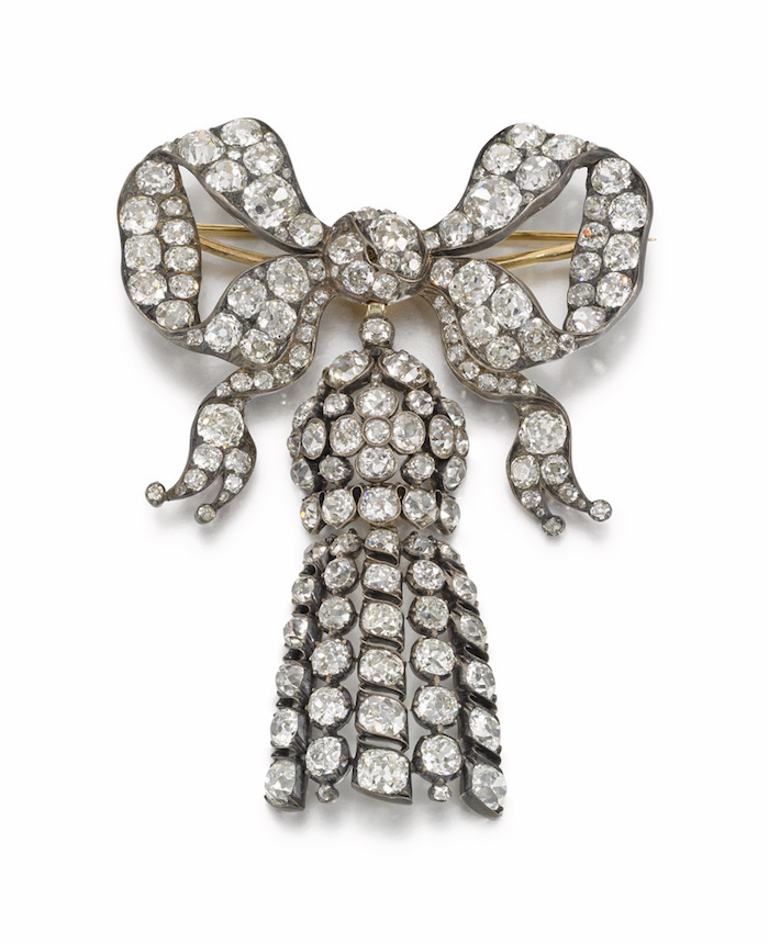  Vivien Leigh`s 19th century diamond bow brooch with detachable tassel.   