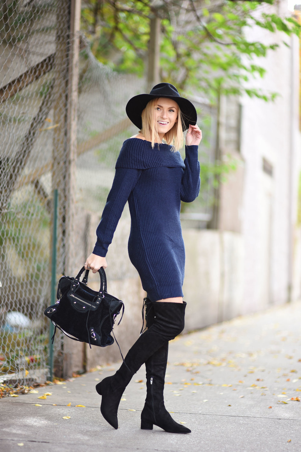 Favorite Combo Sweater Dress + Over The Knee Boots — Those White Walls