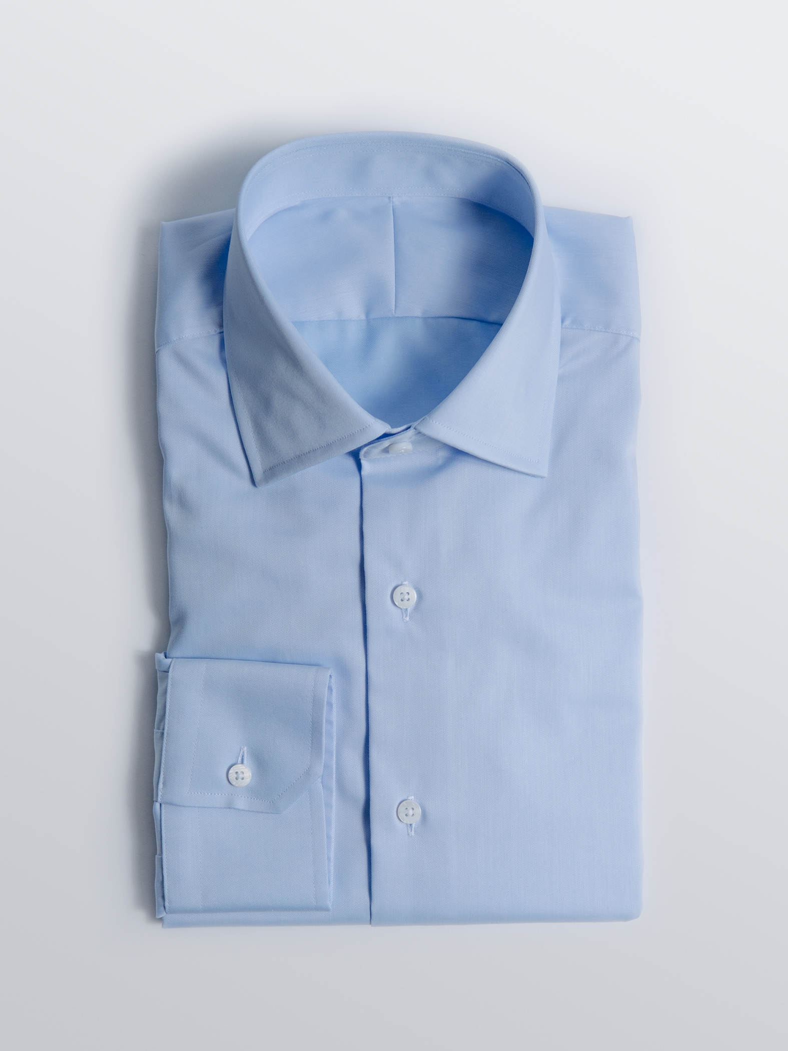 Light Blue End-on-End Shirt With Contrast T&A Collar And