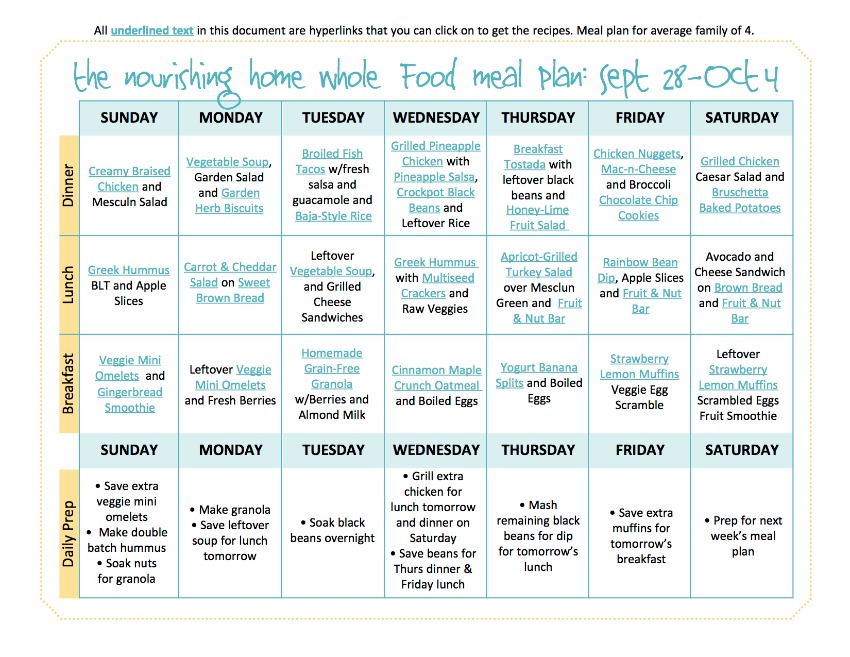 Bi-Weekly Whole Food Meal Plan for Sept 28–Oct 11 — the Better Mom