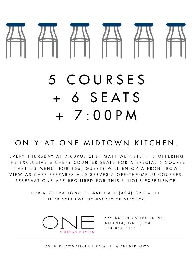 ONE MIDTOWN KITCHEN OFFERS WEEKLY FIVE COURSE CHEF TASTING