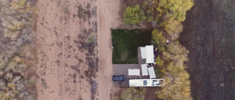 Ariel view of the Trebventure’s developing homestead