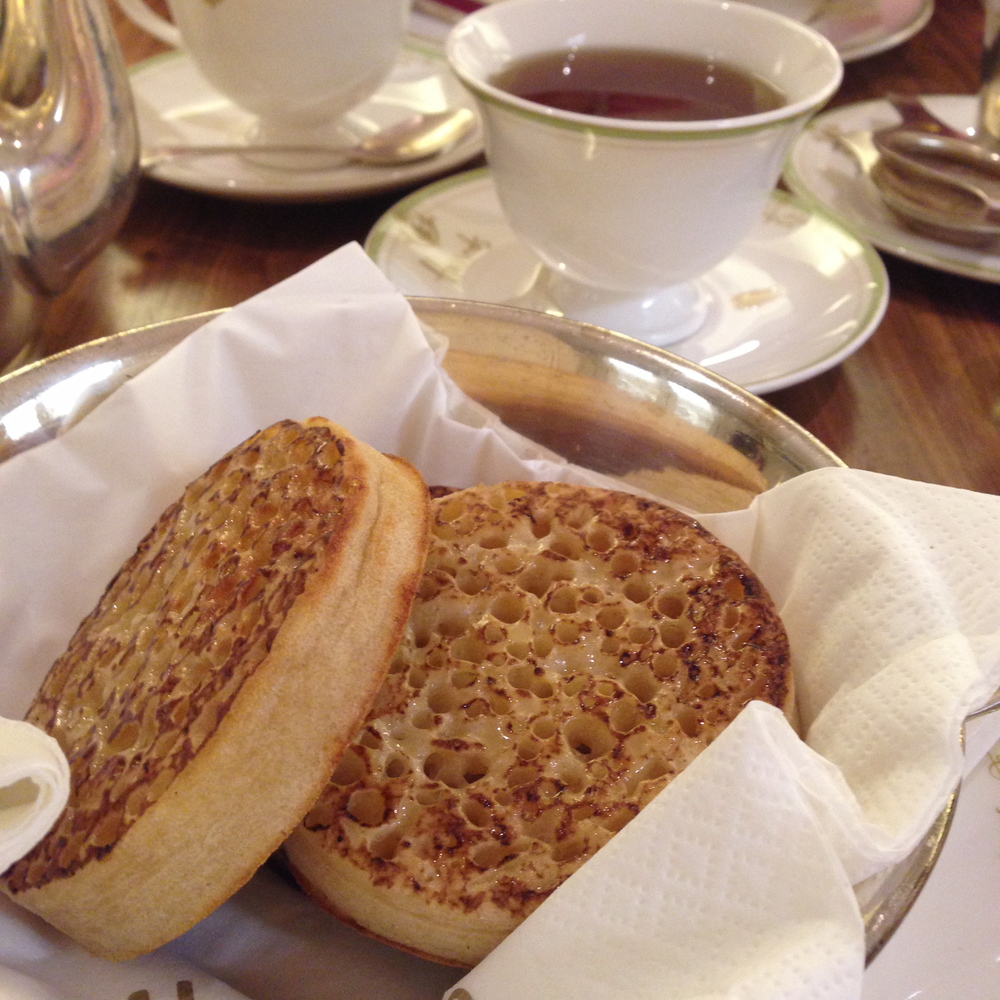 Harrods Tea Room London and Homemade Crumpets with Raspberry Butter