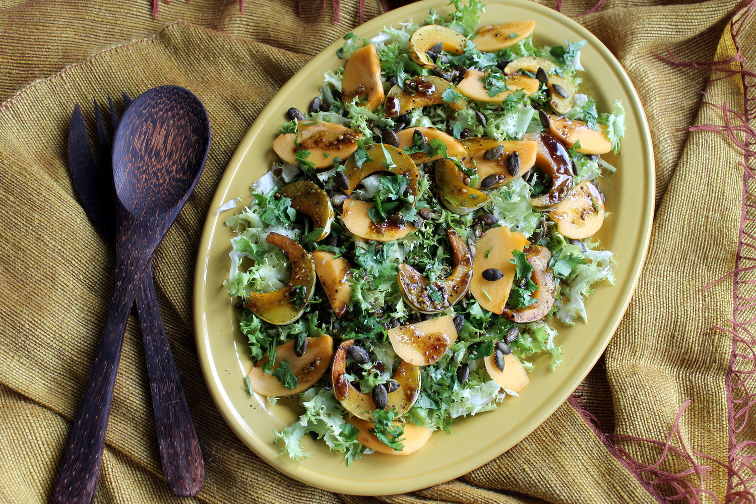 Roasted Pumpkin, Cilantro, and Persimmon Salad — Whole Nourishment