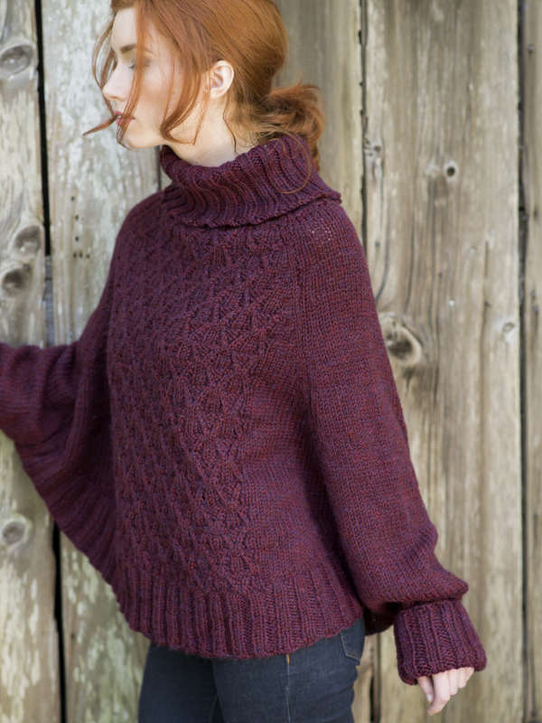 Patrón de tejido gratuito de suéter poncho Galilee — Blog.NobleKnits