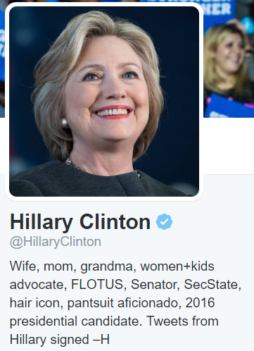 Hillary Clinton's Twitter bio