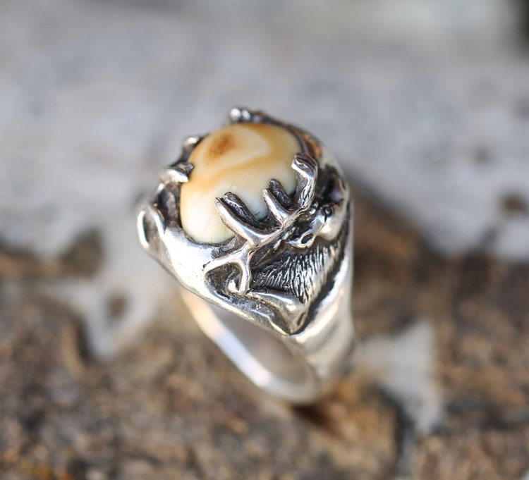 Introducing our new line of Elk Tooth (elk ivory) "Lost Wax Casting" rings!  This design features the carving of an elk but could feature anything you  request!