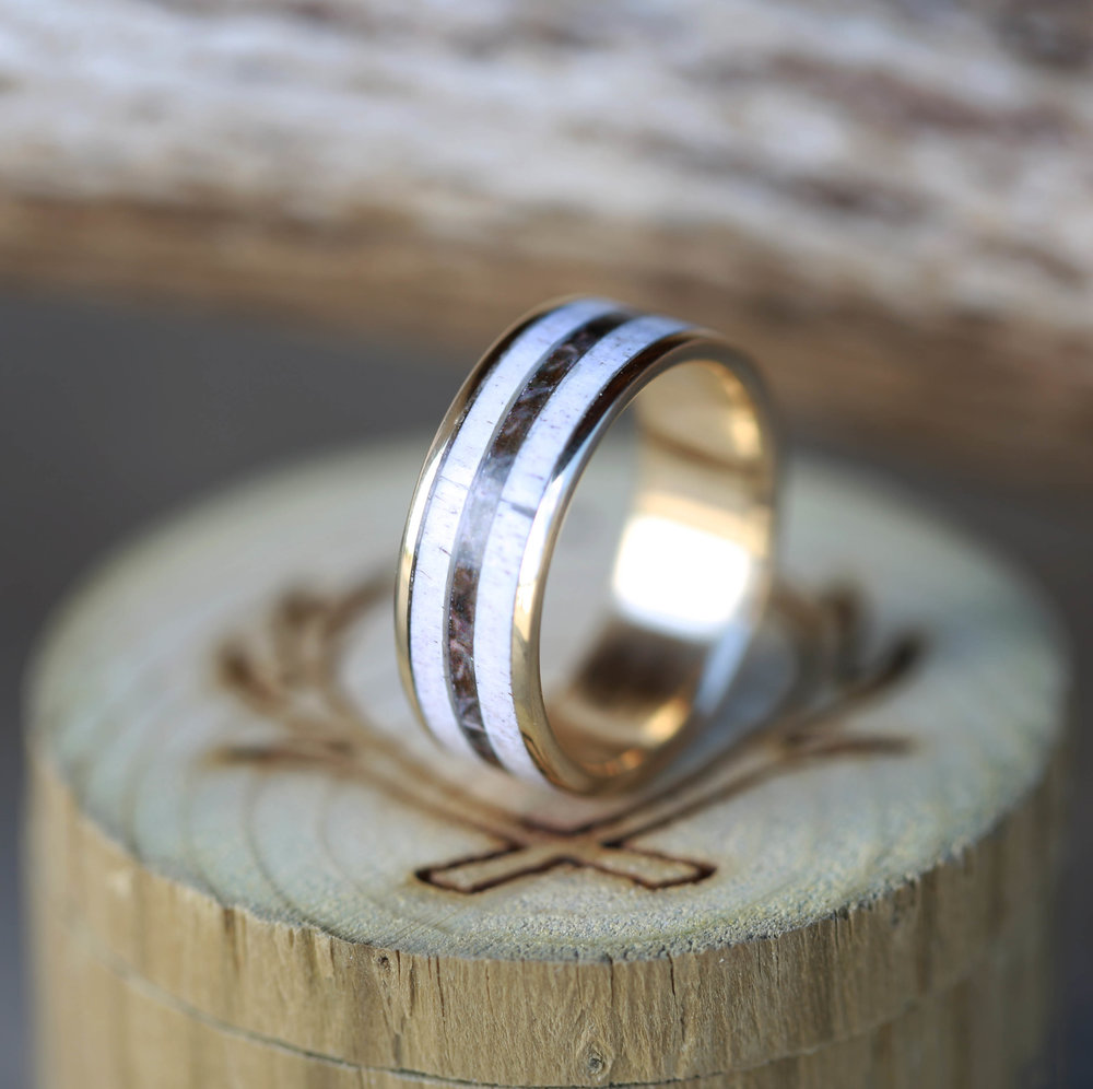custom gold ring with inlay material