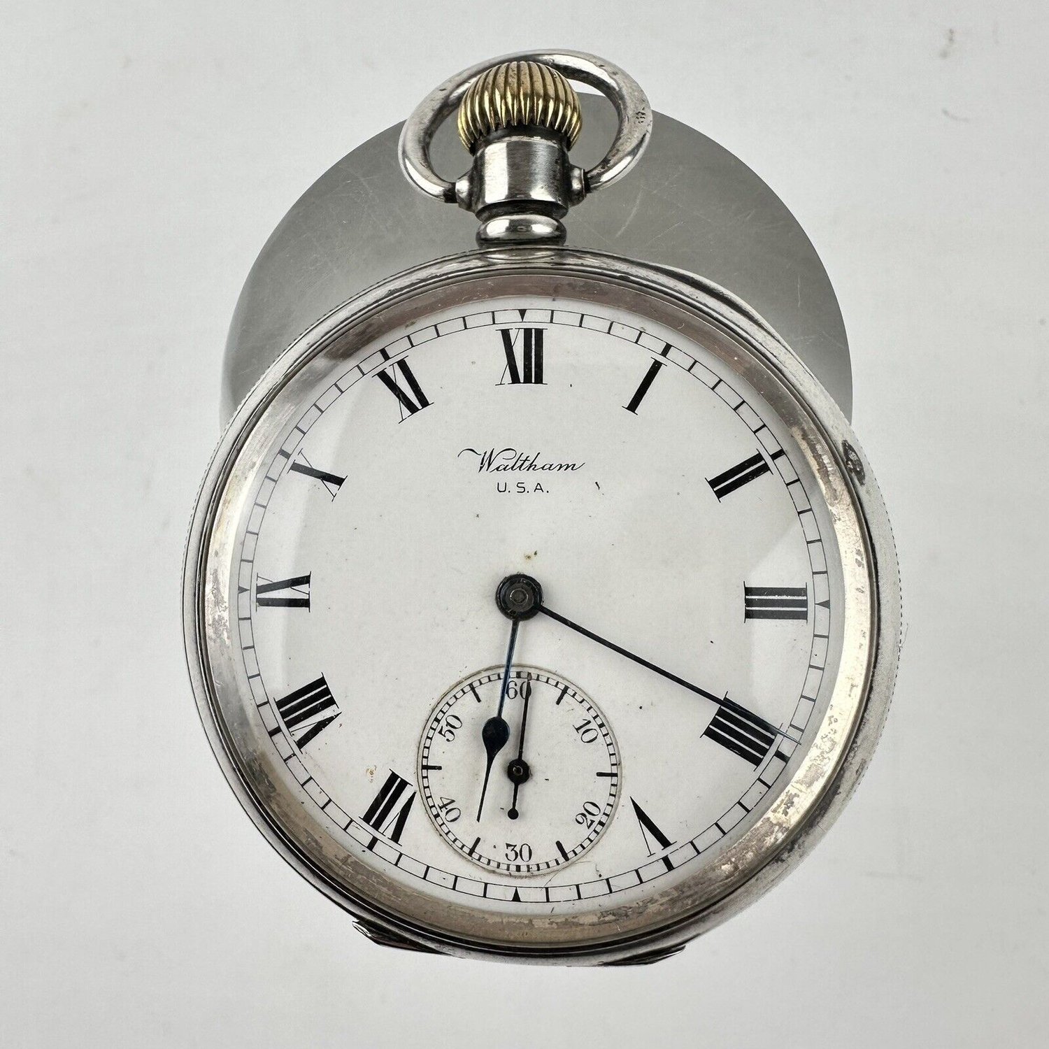 Antique Solid Silver Cased American Waltham USA Traveler Pocket Watch ...