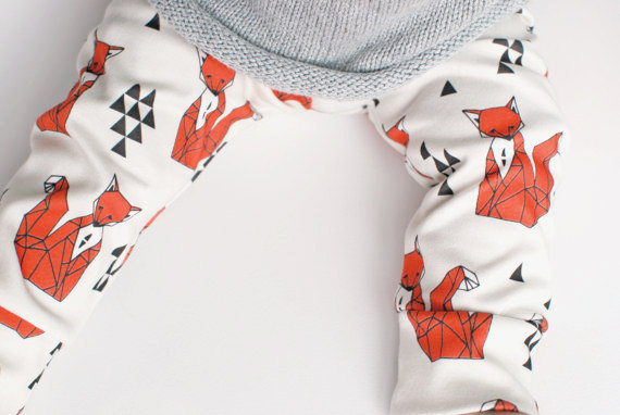 organic baby leggings // geometric foxes — Lola & Stella