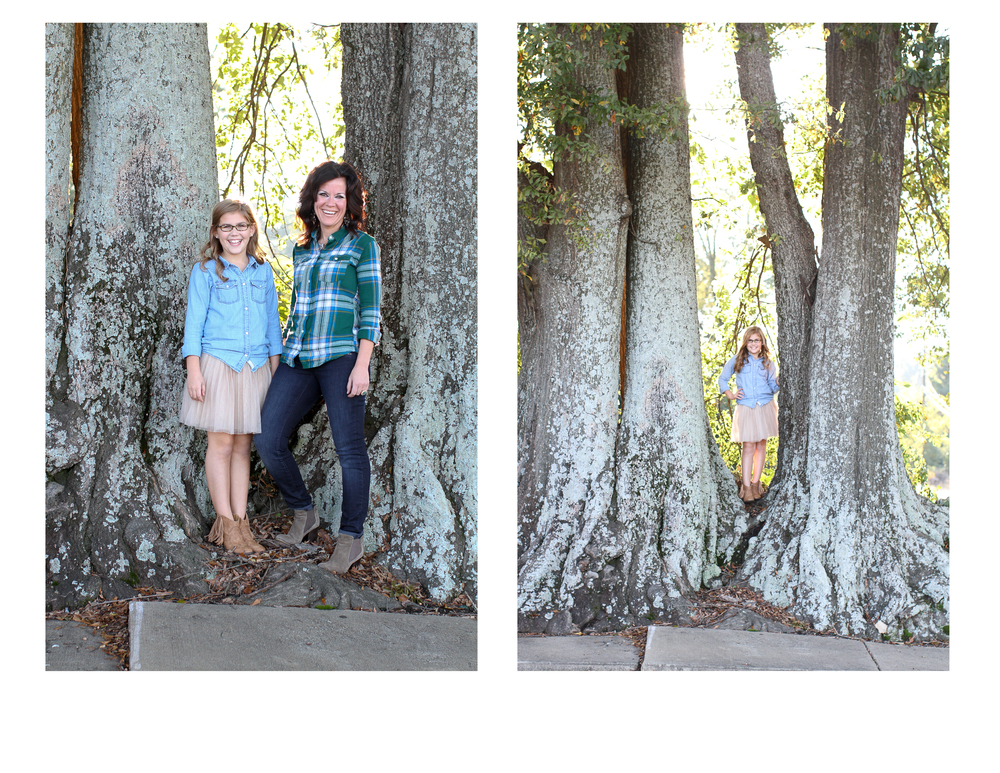 Mom and Daughter Photo Shoot by the trees.