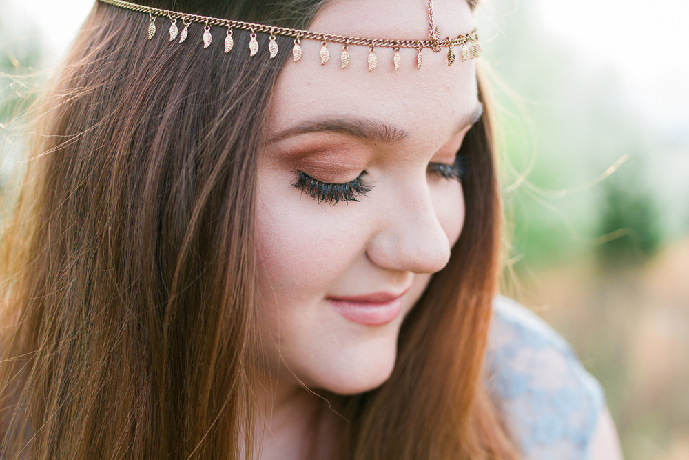 Close up of Hannah with Closed Eyes.  Senior Picture Portrait.