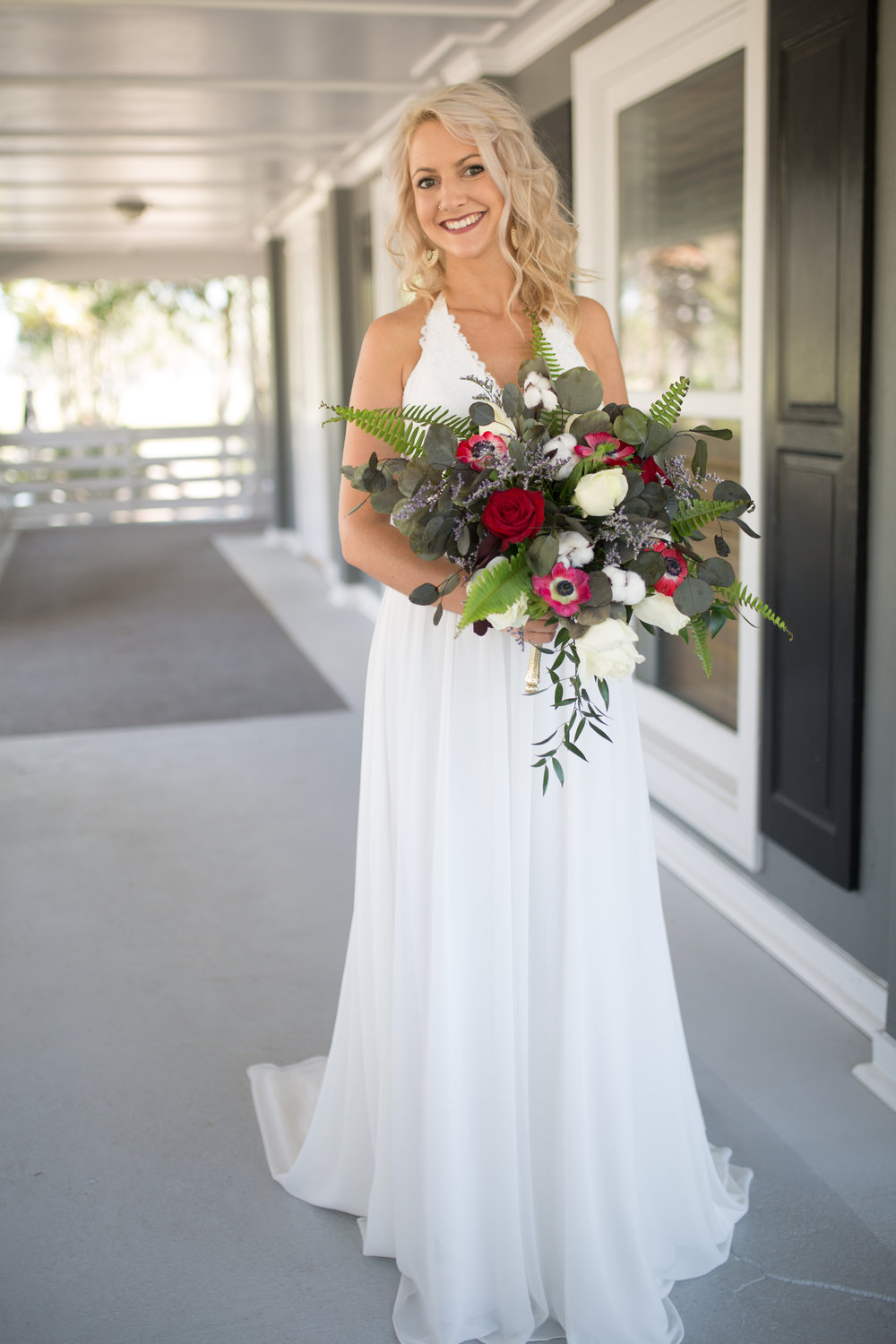 Smiling Bride with Flowers