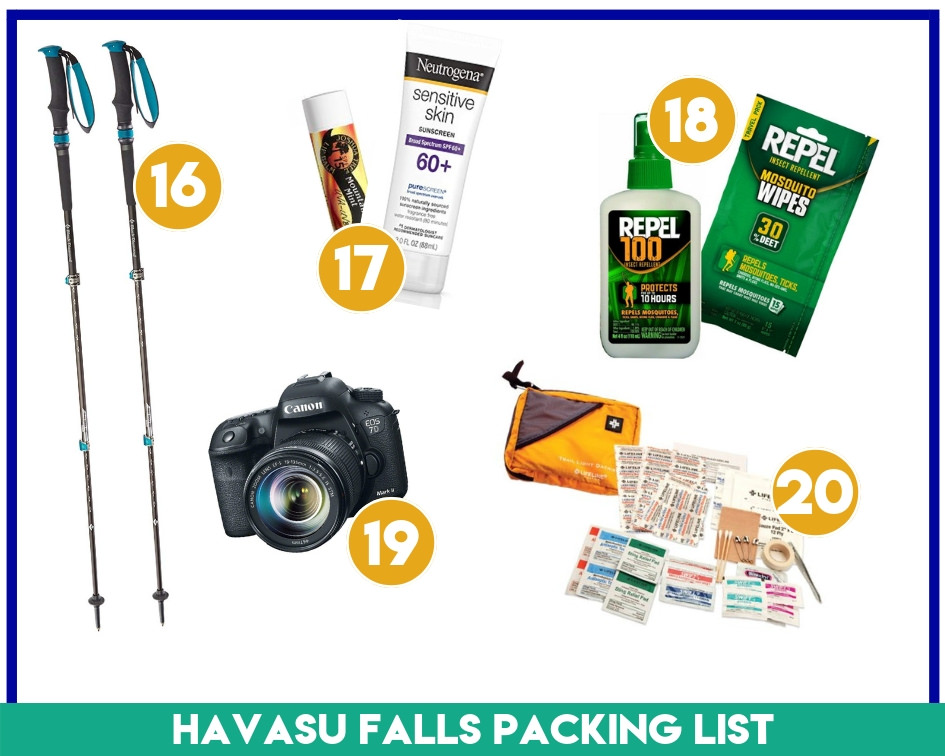 Gear items 16-20 on my Havasu Falls Packing List