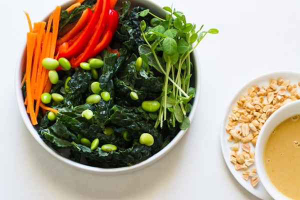 thai kale salad and peanut dressing // edible perspective