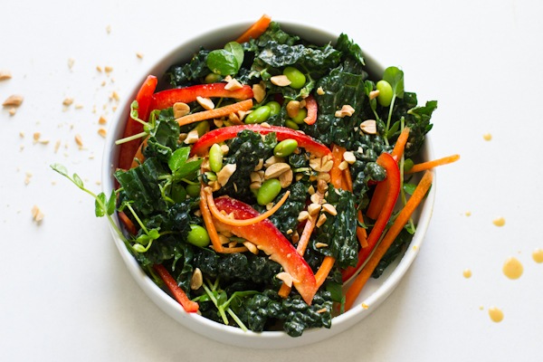 thai kale salad and peanut dressing // edible perspective