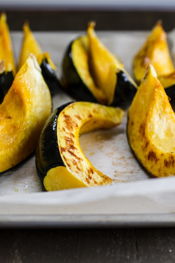 Roasted Acorn Squash with Pears and Miso Dressing — Edible Perspective