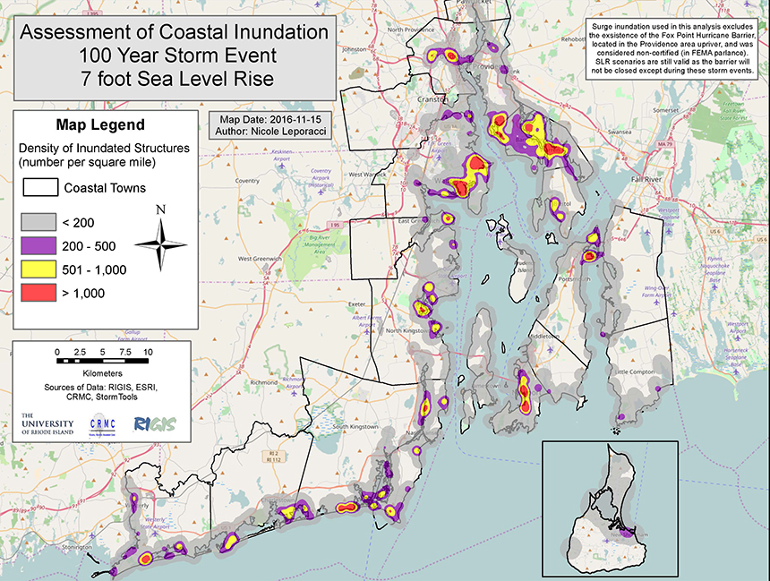 The Ocean State's 21 coastal communities have many structures that will be exposed to projected sea-level rise. (Beach SAMP) 
