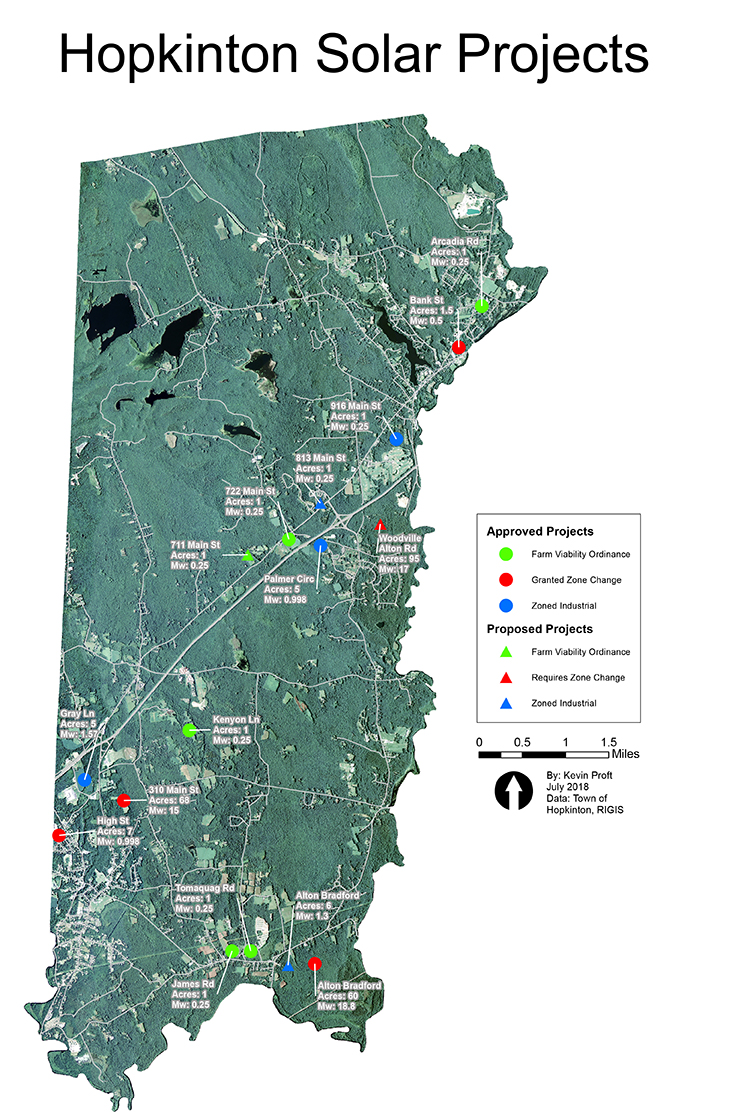  A 17th solar project, GD Hopkinton, has been proposed for the Palmer Circle area, according to a June 18 Hopkinton Planning Department memo. (Kevin Proft) 
