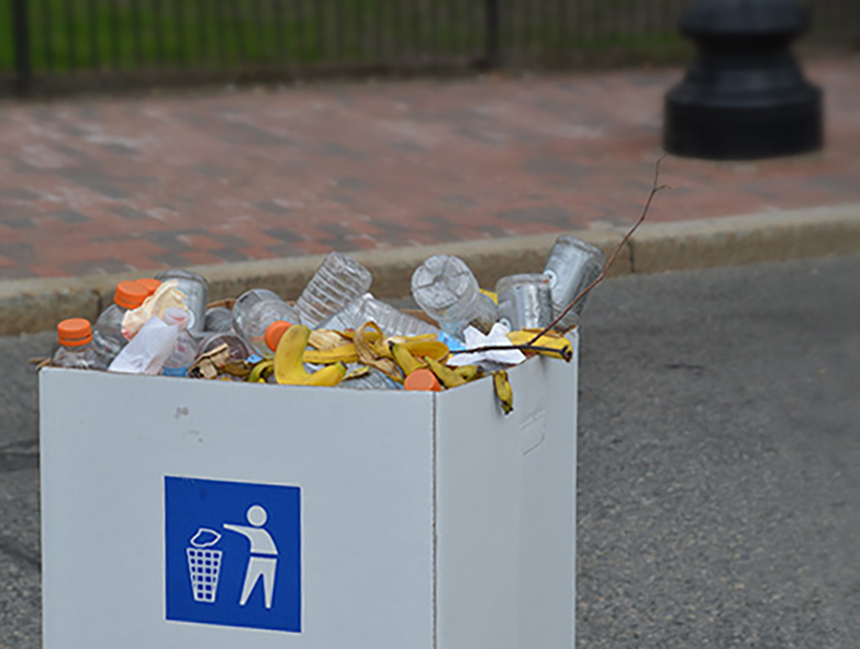  The amount of plastic waste generated at outdoor events, such as road races, adds up quickly. Food scrap is also routinely wasted. (ecoRI News) 