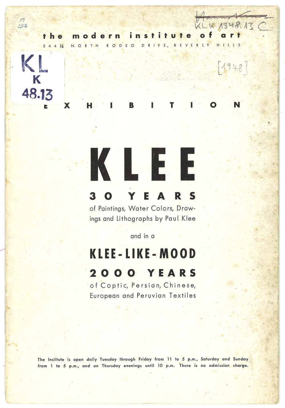Abb 2 Klee 30 Years of Paintings Water Colors Drawings and Lithographs