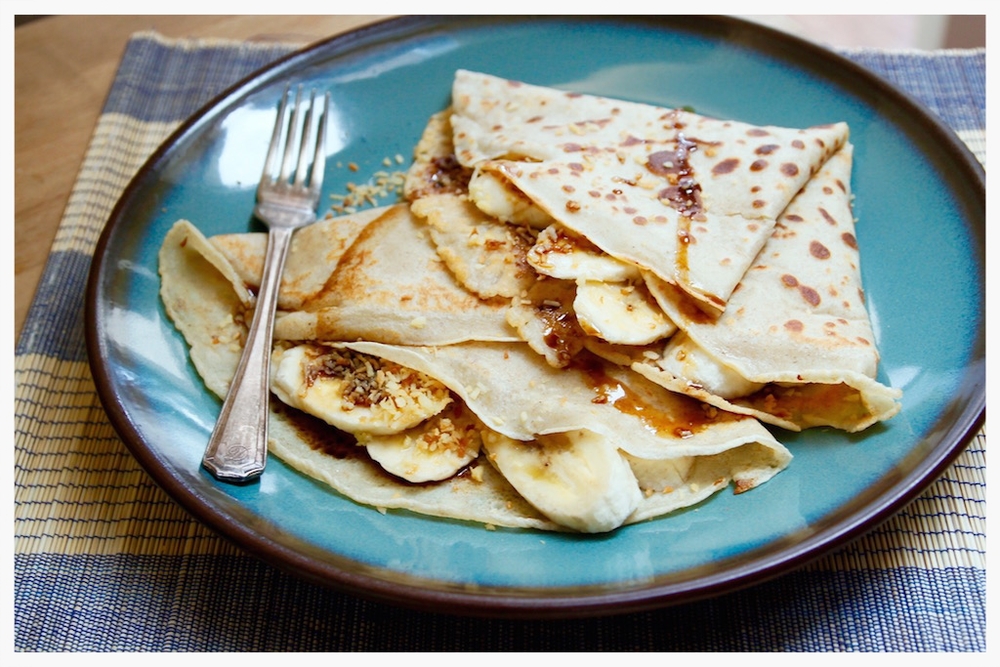  Indonesian  style banana pancakes  with caramelised coconut 