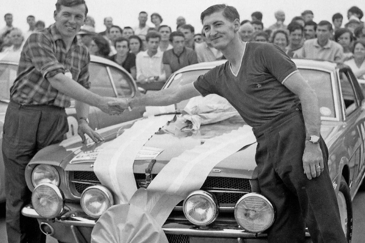 In the Tour de France Automobile, Alan Mann RACING prepared six Ford Mustangs to rally specification and won the event with Peter Procter (Above Right) at the wheel, marking the first competitive success of the brand new Mustang.