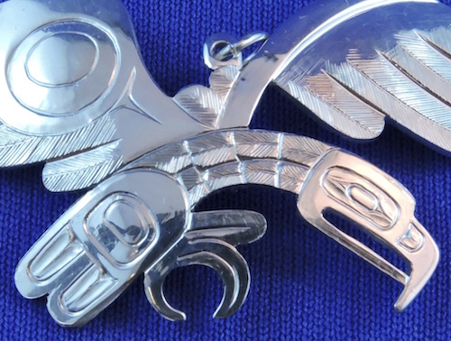 Silver Haida Eagle Cut-out Pendant by Ding Hutchingson&nbsp;