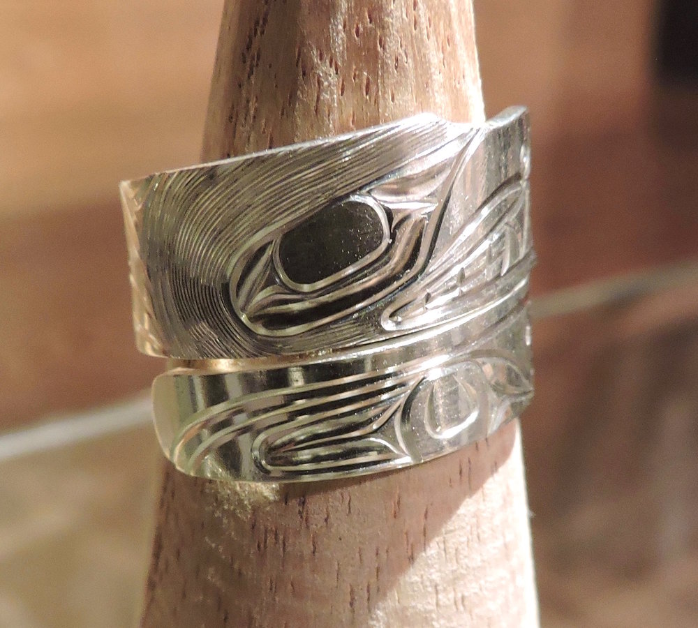 Silver Carved Bear Wrap Ring by Gregory Williams