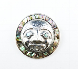 Moon Medallion of Silver and Abalone Inlay
