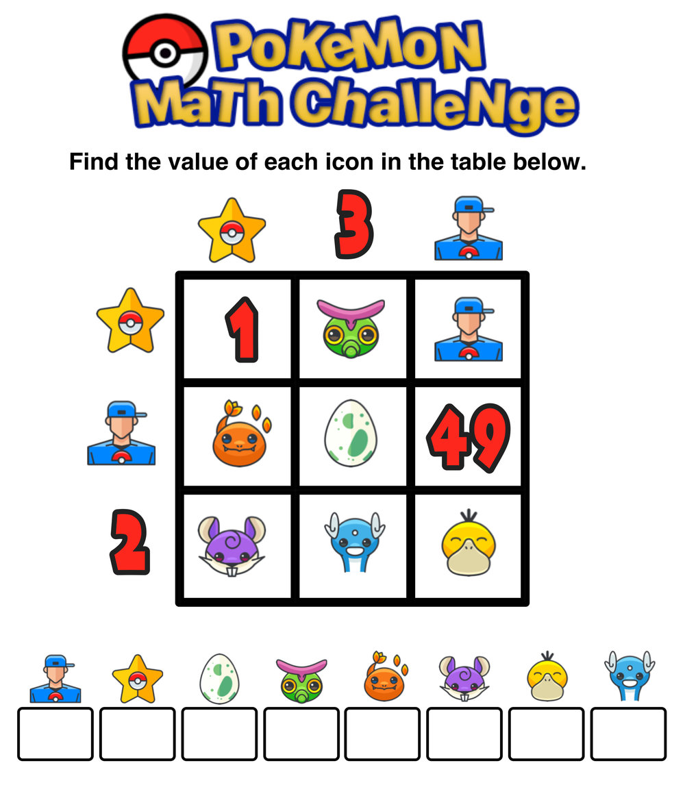 Have You Seen These Free Pokémon Math Puzzles? — Mashup Math