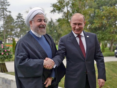 Iranian President Hassan Rouhani and Russian President Vladimir Putin. (Alexei Nikolsky/Reuters)