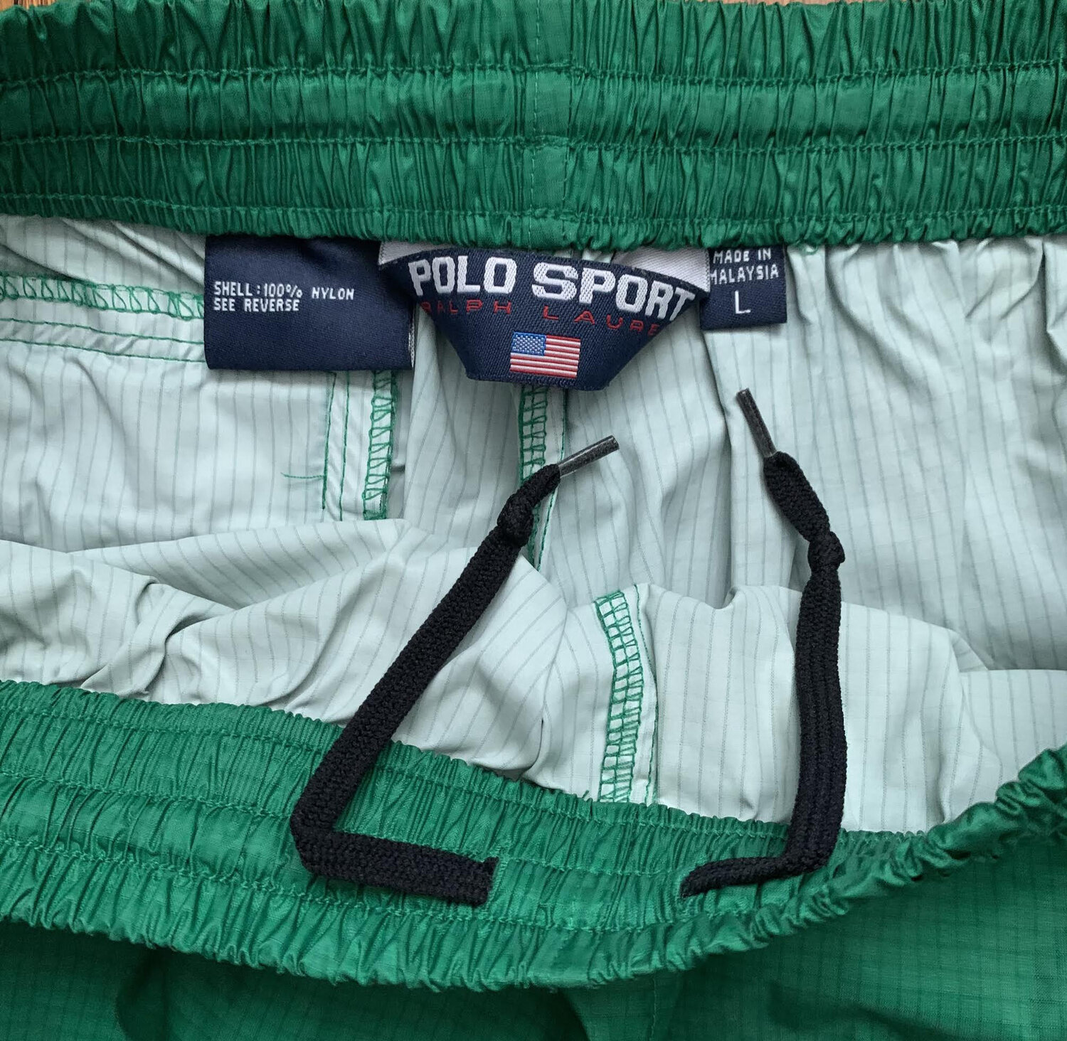 Vintage Polo Sport Ralph Lauren Green Windbreaker Pants (Size L) — Roots